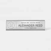 Plaques de nom Logo Élégantes Brillantes Argentées (Devant)