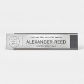 Plaques de nom Logo Élégantes Brillantes Argentées (Devant)