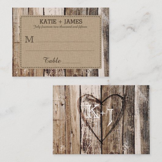 Plaques en bois Cartes de Mariage campagnard rusti (Devant / Derrière)
