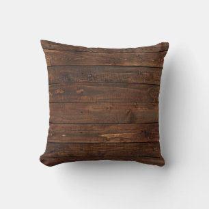 Plaques en bois foncé Oreillers à jet en polyester