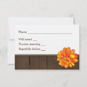 Plaques en bois, Orange Zinnia RSVP avec enveloppe (Dos)