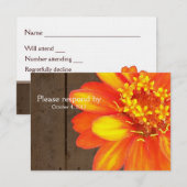 Plaques en bois, Orange Zinnia RSVP avec enveloppe (Devant / Derrière)