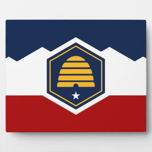 Plaquette met vlag van Utah State, VS Fotoplaat