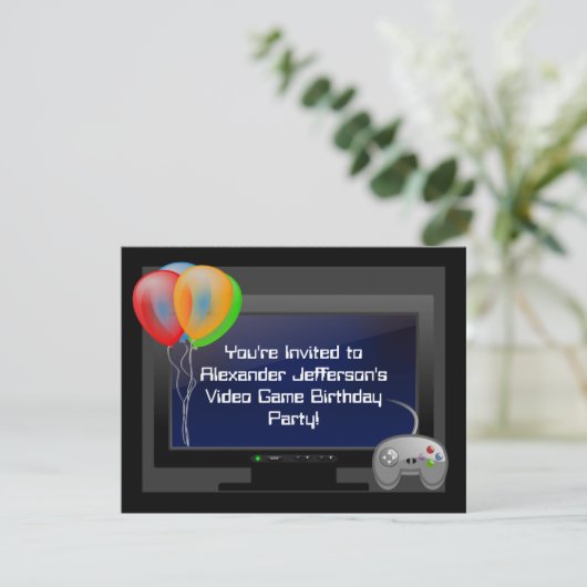 Plasma Vidéo Jeu Jeu Anniversaire Fête Invitation (Debout devant)