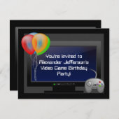 Plasma Vidéo Jeu Jeu Anniversaire Fête Invitation (Devant / Derrière)