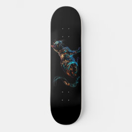 Plasmakat op zwart in trillende kleuren skateboard
