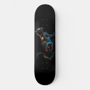 Plasmakat op zwart in trillende kleuren skateboard