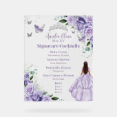 Plasseur violet Floral Quinceanera Cocktails Menu (Recto)