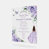 Plasseur violet Floral Quinceanera Cocktails Menu (Angle)