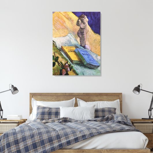 Plaster Statuette Roos en Novels Vincent van Gogh Canvas Afdruk (Insitu (Slaapkamer))