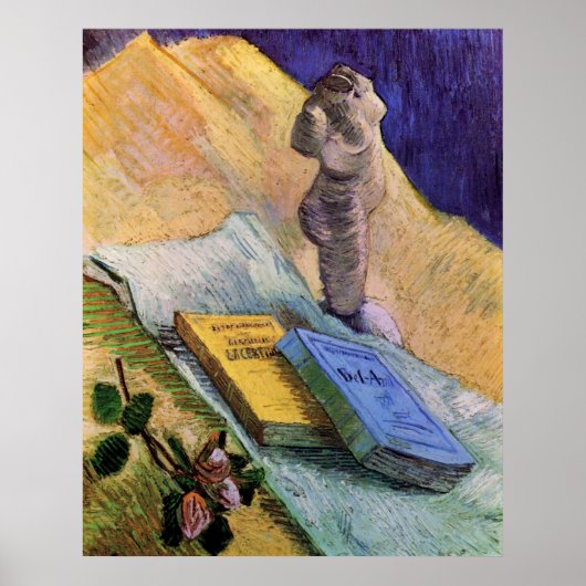 Plaster Statuette Roos en Novels Vincent van Gogh Poster (Voorkant)