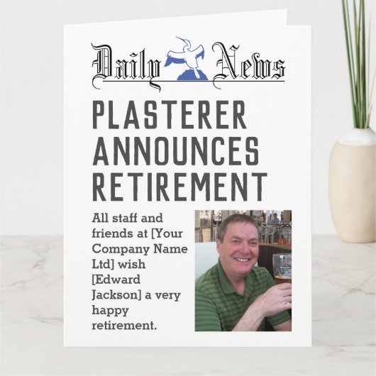 Plasterer Retirement Kaart om te personaliseren (Voorkant)