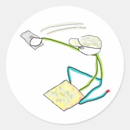 Plasterer Stickman Ronde Sticker