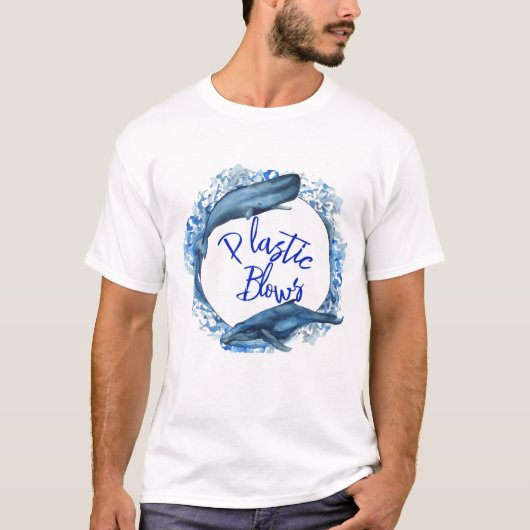 Plastic blaast walvisbehoud oceaanvervuiling t-shirt (Voorkant)
