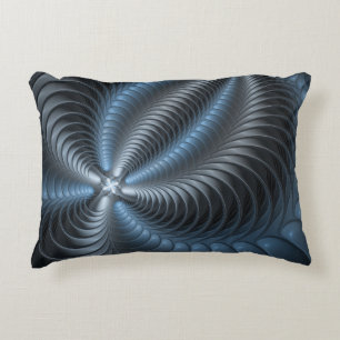 Plastic Blauw Grijs 3D Fractale Kunst Moderne Abst Accent Kussen