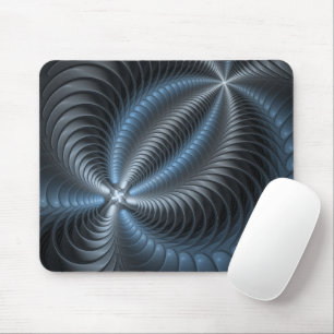 Plastic Blauw Grijs 3D Fractale Kunst Moderne Abst Muismat