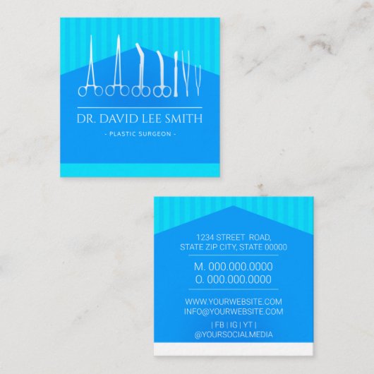 Plastic chirurg / Doctor / chirurg assistent Squar Vierkante Visitekaartje (Voorkant / Achterkant)