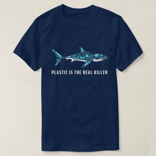Plastic Is De Werkelijke Killer Haai Plasticvervui T-shirt (Design voorkant)