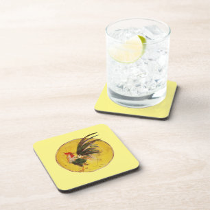 Plastic Onderzetter - Rooster en gele zon