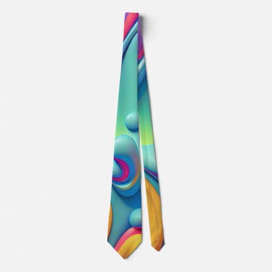 Plastic Psychedelische Regenboog Vloeibare Vormen Stropdas (Voorkant)