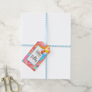 Plastiek Psychedelic Verjaardag 3D Abstract Cadeaulabel