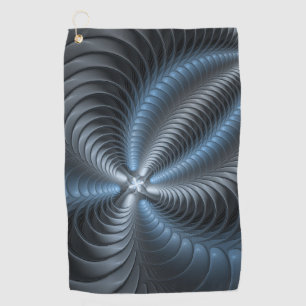 Plastisch blauw grijs 3D fractale kunst modern abs Golfhanddoek