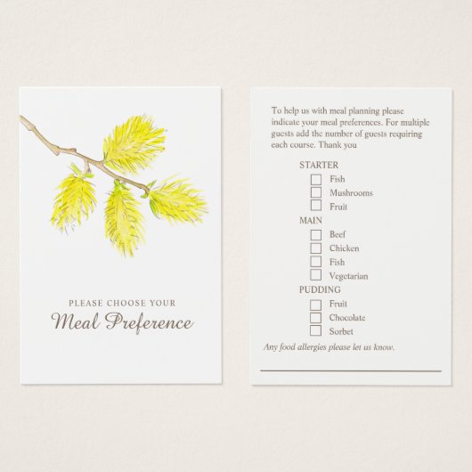 Plat mariage préférence Cartes jaune ressort (Devant & derrière)