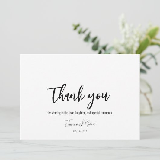 💍Plat minimalistisch Elegant Bedankkaart (Staand voorkant)