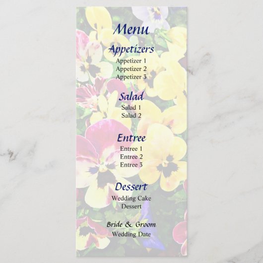 Plat of Pansies Mixte Colours Menu Mariage (Devant)