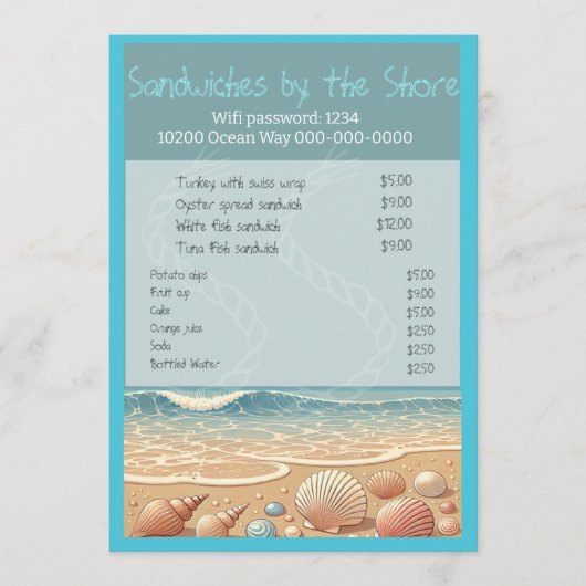 Plat Strand Menu (Voorkant)