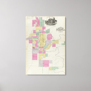 Plat van de stad Salina, Kansas Canvas Afdruk