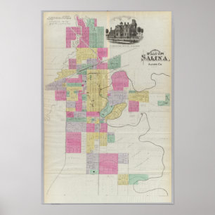 Plat van de stad Salina, Kansas Poster