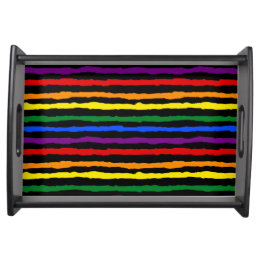 Plateau Bandes arc-en-ciel colorées sur noir personnalisé