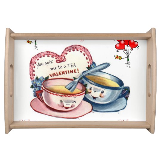 Plateau Coeurs rouges blancs de jour de Valentines servant