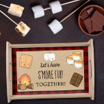 Plateau Cute S'mores Station Service Rustique<br><div class="desc">Amusons-nous plus ensemble à servir les meilleurs ingrédients de nos mores. Inspiré par le mouvement des parties do-it-yourself jardin's plus notre station de bois's mores service plateau semble mignon a un design délicieux. Marshmallows doux, craquelins, barres chocolatées et illustrations de grands feux de camp. Avec un buffle rustique plaid arrière...</div>