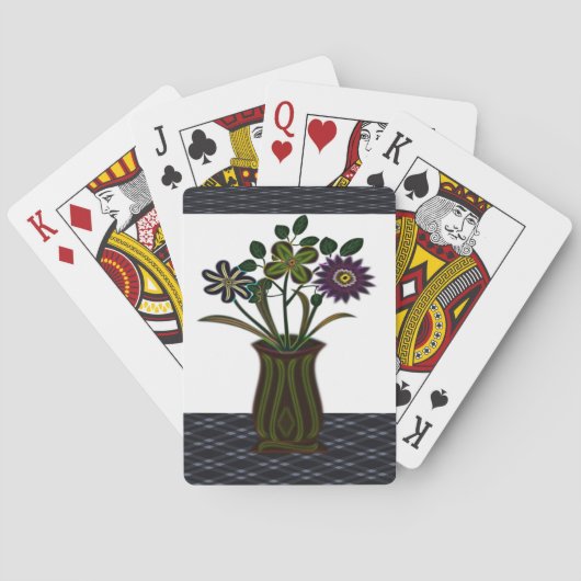 Plateau de cartes de jeu floral (dos)