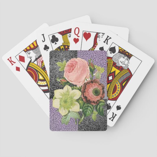 Plateau de cartes de jeu floral (dos)