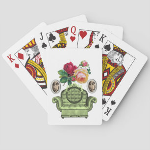 Plateau de cartes de jeu floral