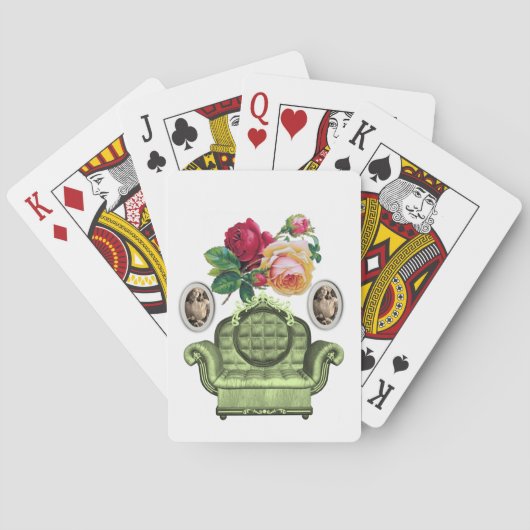Plateau de cartes de jeu floral (dos)