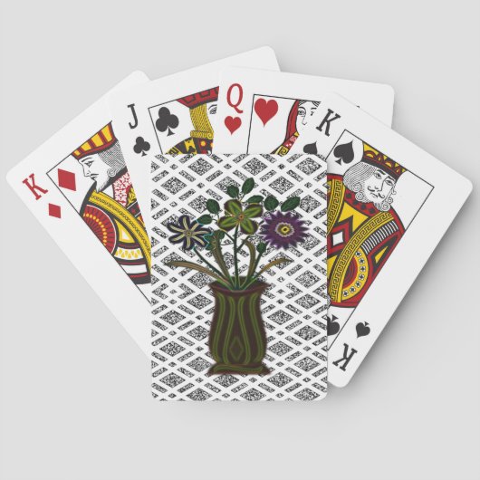 Plateau de cartes de jeu floral (dos)