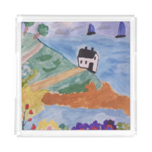 Bac acrylique de la côte et des fleurs d'été