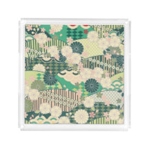 Vintage vert rose japonais Kimono fleurs florales
