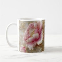 Plateau en bois floral élégant et ensemble de mug