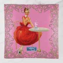 Plateau en verre rose (liss encadrés) RFPMDesigns