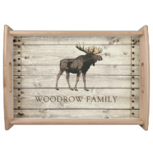 Rustic Wood Walking Moose Nom de famille