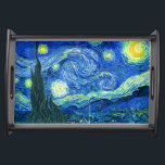 Plateau Soirée Van Gogh/Starry<br><div class="desc">Le célèbre tableau de Van Gogh, "La Nuit étoilée". Peint pendant son séjour à l'asile de Saint Rémy dans les années 1880, van Gogh dépeignait les collines ondulantes et les cyprès qu'il voyait depuis sa fenêtre. Numériquement amélioré par PixDezines.Copyright © 2008-2016 PixDezines.com™ et PixDezines™ sur zazzle.com. Tous droits réservés.</div>