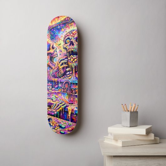 Plateforme de skateboard à miroir crâne psychédéli (Art mural)