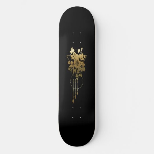 Plateforme de skateboard "Fleur géométrique en or" (Recto)