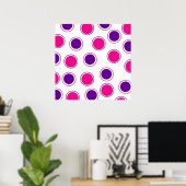 Platen van warme roze en Paarse poka Concentrieke Poster (Thuiskantoor)