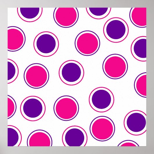 Platen van warme roze en Paarse poka Concentrieke Poster (Voorkant)